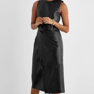 IRIS & INK fréderique wrap-effect real 100% leather midi dress